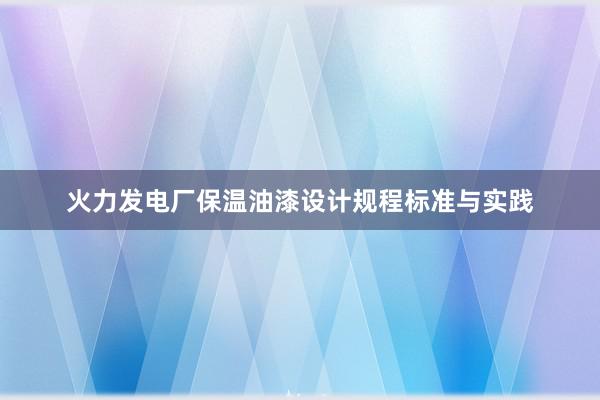 火力发电厂保温油漆设计规程标准与实践